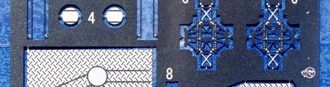 Figure 3: PE fret, showing intense detail of non-skid surfaces and aircraft cradles.