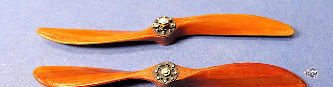 Comparison of the painted resin upgrade (top) to kit-supplied propeller (bottom)