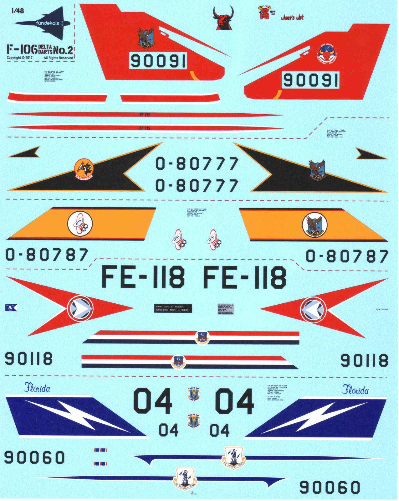 Pt 2 Fundekals 1/48 scale decals for Convair F-106 Delta Dart kits FUN48010 