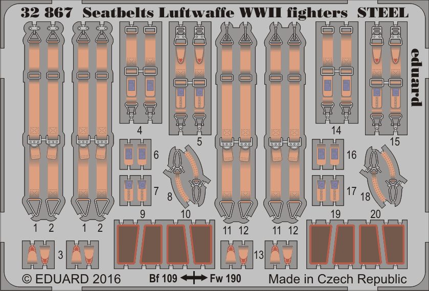 PAINTED 73002 SEATBELTS LUFTWAFFE FIGHTER WWII EDUARD 1/72 AIRCRAFT