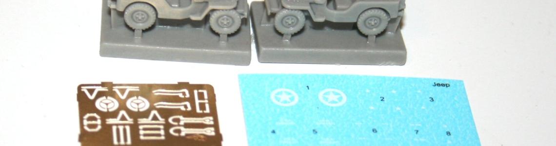 Kit parts, the Jeeps on their resin casting blocks