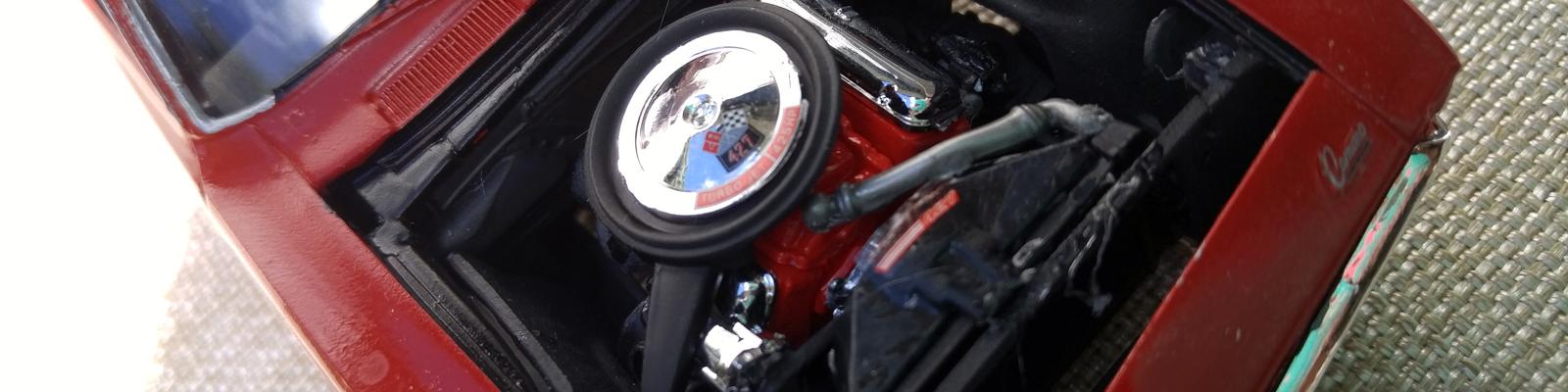 Engine compartment view, showing the well-detailed engine