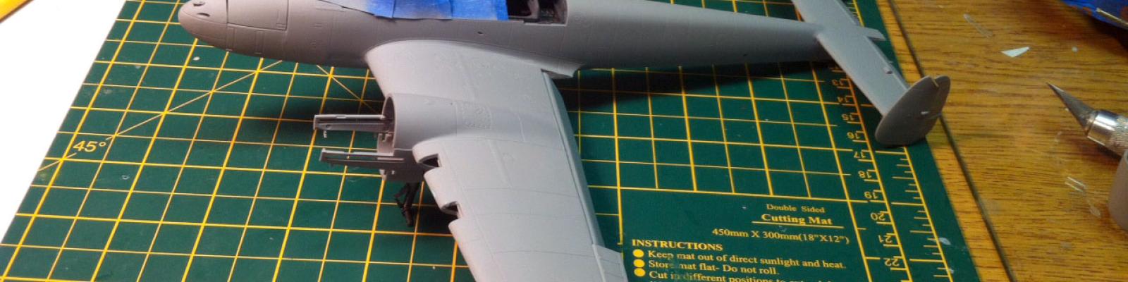 Build in progress - from left of plane, cockpit masked.