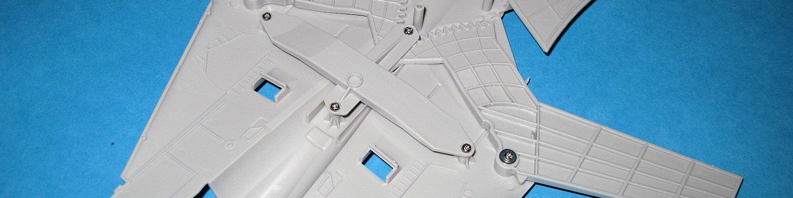 Top Fuselage with variable wing assembly. Wings spread