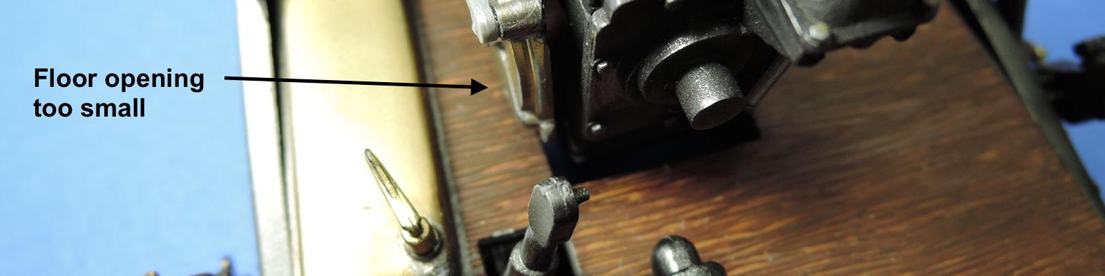 Engine - opening of the floor is not wide enough for the wheel on the transmission