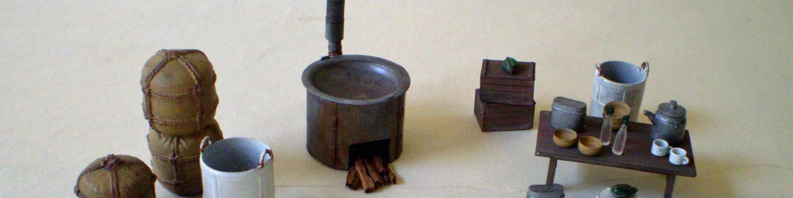 Finished set of Japanese field kitchen accessories
