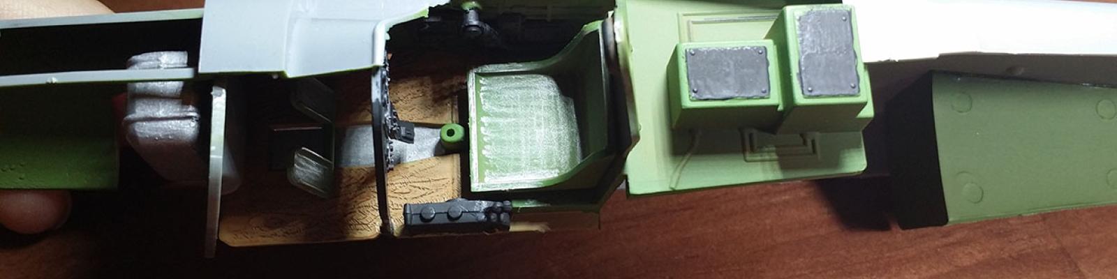 Cockpit assembly installed in fuse half