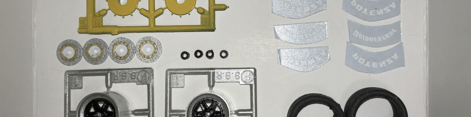 The wheels account for a large number of the parts in the kit – 26 including decals (two of the yellow discs are not used)