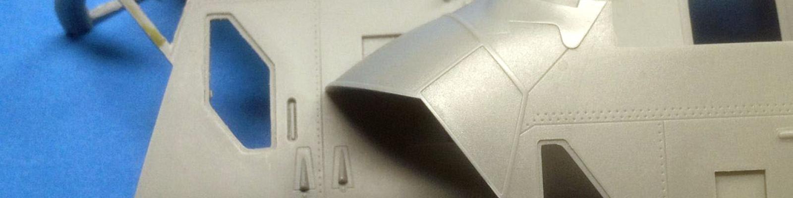 Bent-leg and V-leg fuselage halves before cutouts.