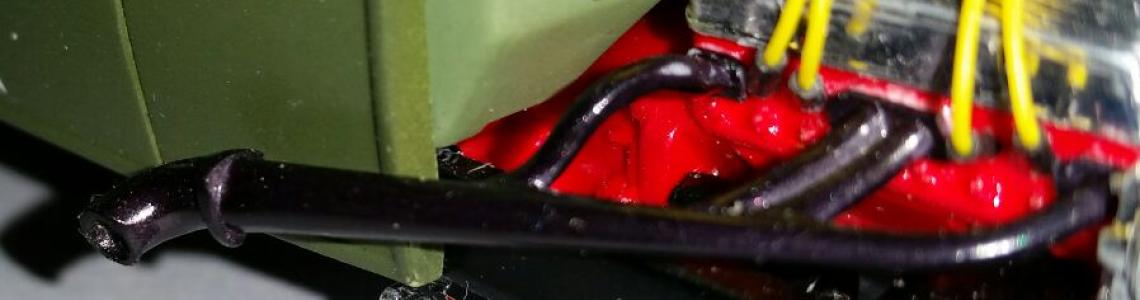 Close-up of coil and decals in front of passenger door