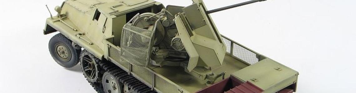 Painted vehicle with gun mounted rear view