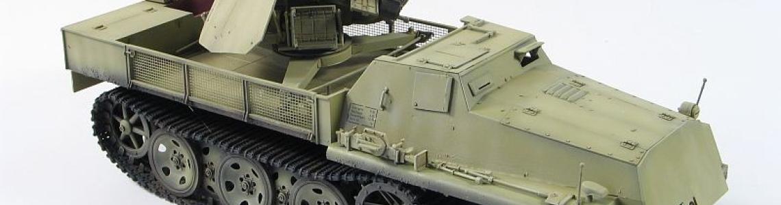 Painted vehicle with gun mounted right side top view