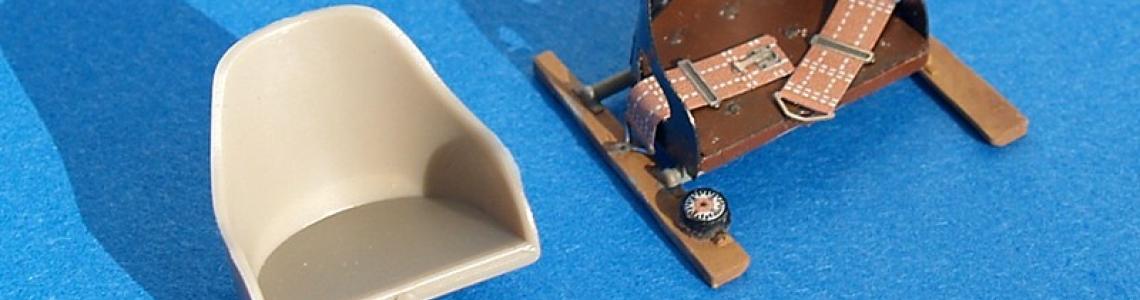 Completed seat in photoetch compared to plastic molded version