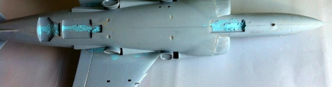 Underside of plane, putty on seam lines
