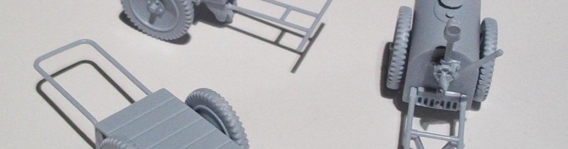 Oil bowser, trolley accumulator, and ammunition trolley.