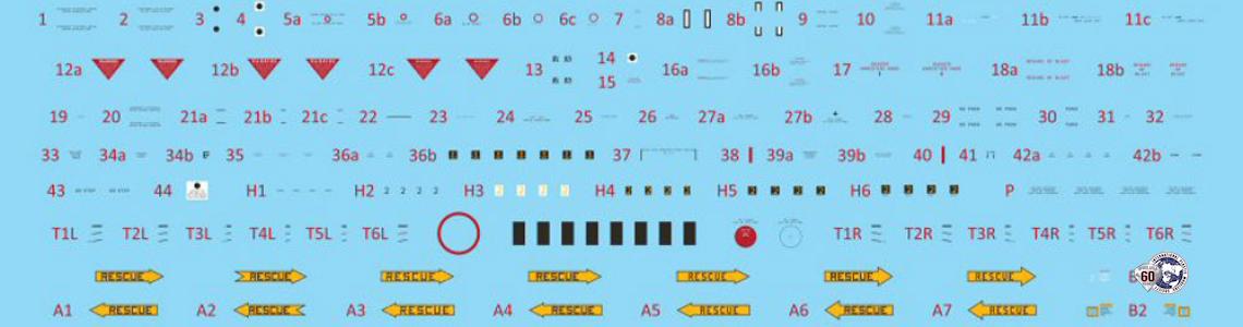Third decal sheet: Skyhawk airframe stencils