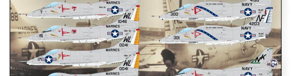Product cover, showing the aircraft represented, and the locations of the decals
