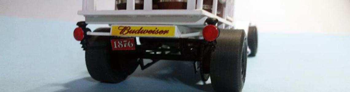 Rear view of the Budweiser beer truck.