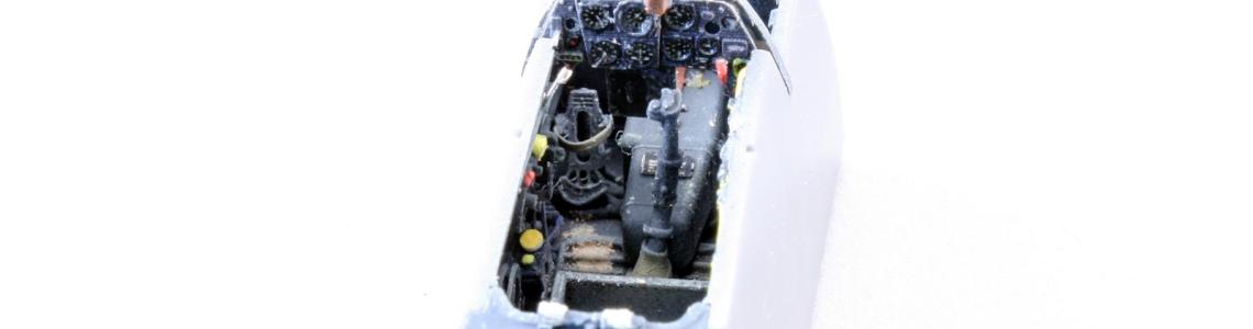 View from above of the high-level of cockpit detail