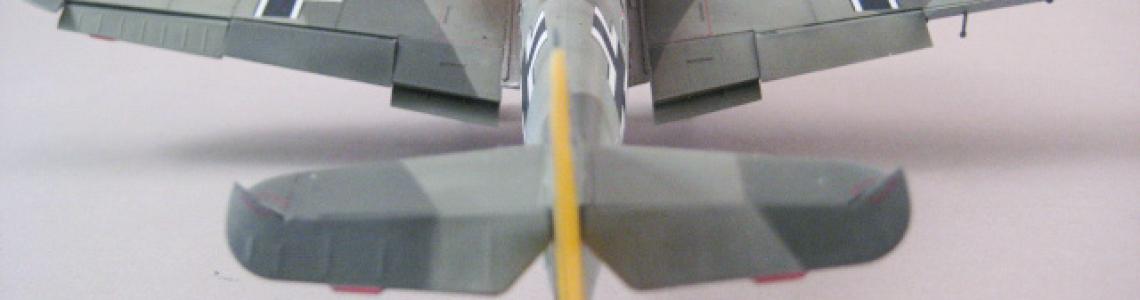Closeup of aft view of control surfaces
