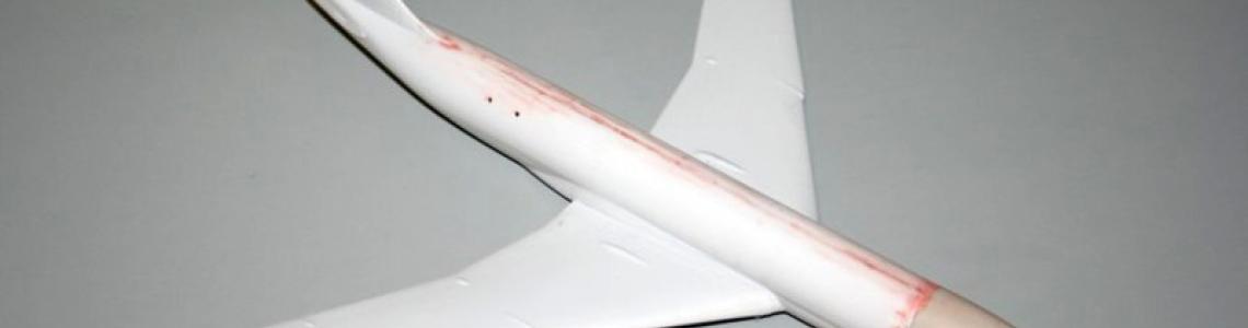 Model showing new nose section added