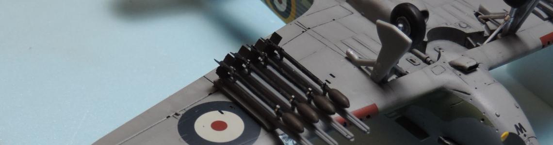 Finished rockets mounted on underside of Hurricane wing