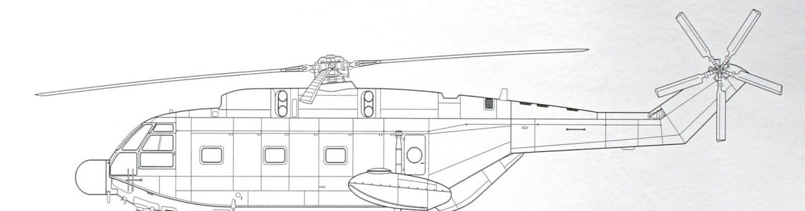 Port side view of an Aerospatiale SA 321 Super Frelon helicopter