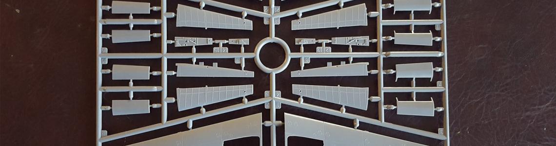 Wings, flaps, ailerons - assorted flight control surfaces - are included on this sprue