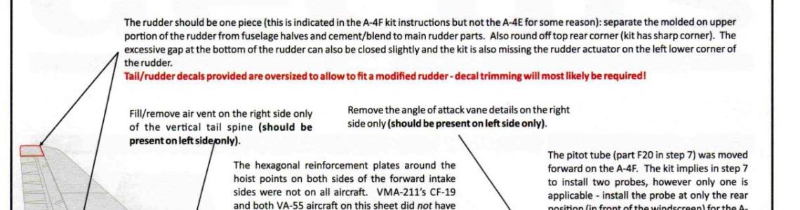 Description of changes to be made to more accurately reflect the A-4E/F