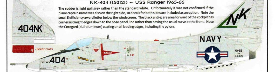 Decal locations for one Fighting Redcocks A-4F aircraft. and two Warhorses A-4E aircraft