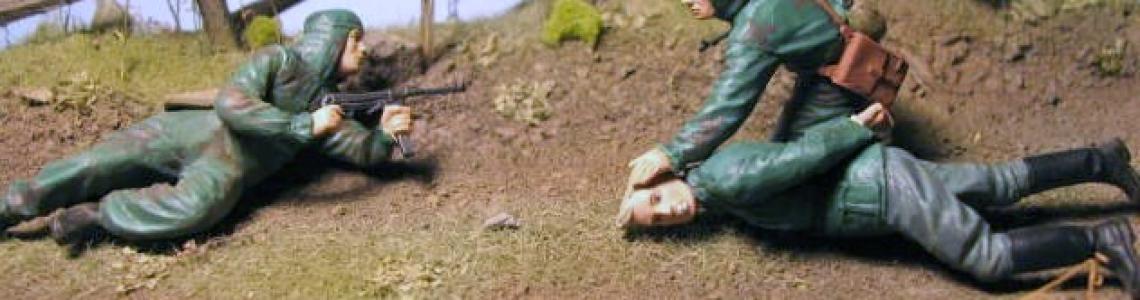 Russian figures in ambush diorama