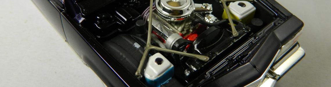 The engine compartment shows a stock engine