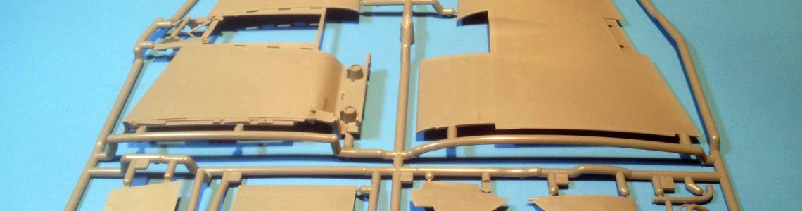 The wing panels are in a traditional top and bottom format and holes for pylons or drop tanks will need to be drilled per final configuration.