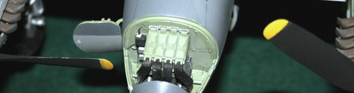 Completed model nose area showing gun installation 