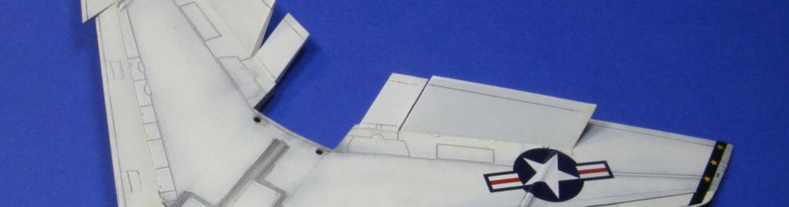 The completed and painted wing has its decals applied - bottom view