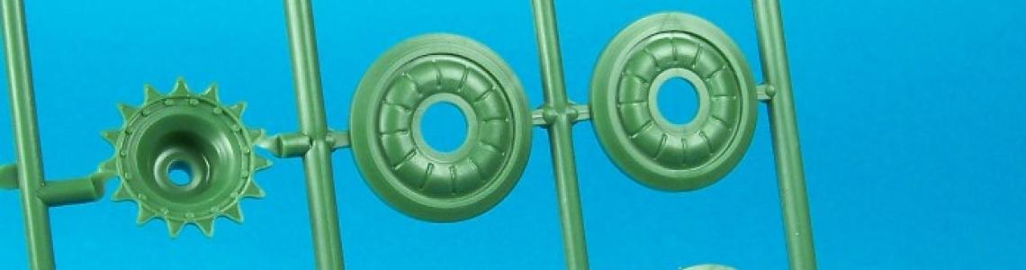 Road wheel parts on sprue