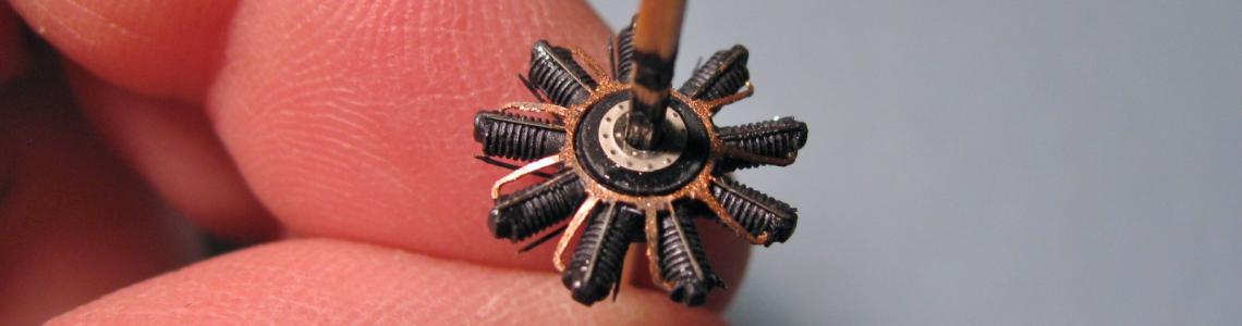 Photoetch details installed on engine