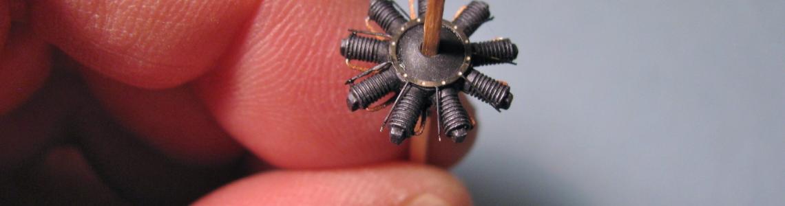 Photoetch details installed on engine