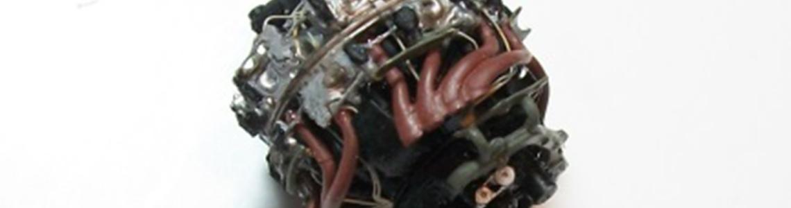 Completed engine, rear view