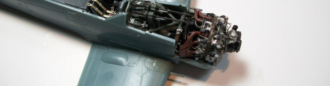 Wings installed, image shows engine and guns.