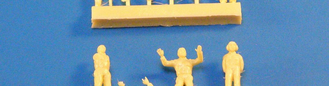 Unpainted and unassembled figures, front side
