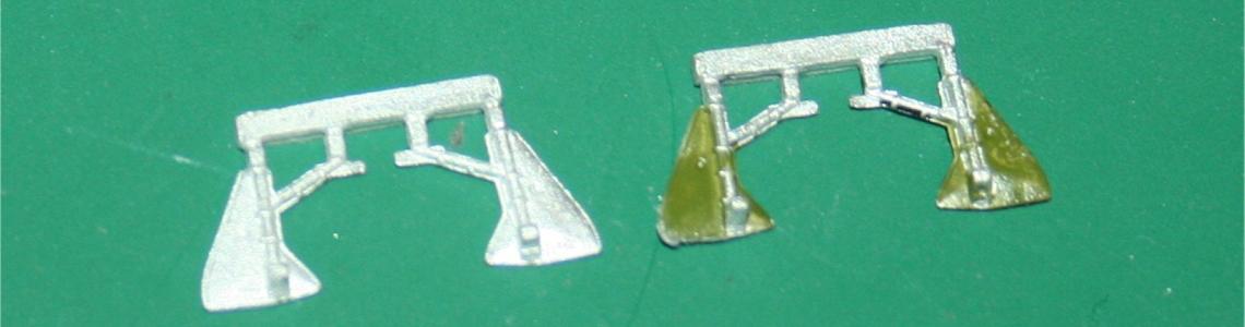 Landing gear painted and unpainted