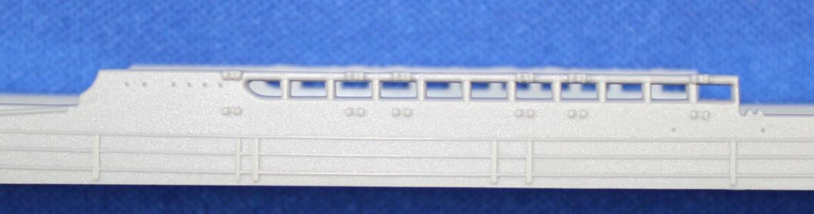 Close-up of IJN Mamiya hull showing oversize pipes and plating ridges