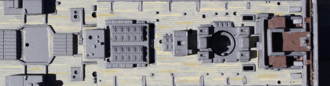 Close-up showing boat deck plank painting before parts added