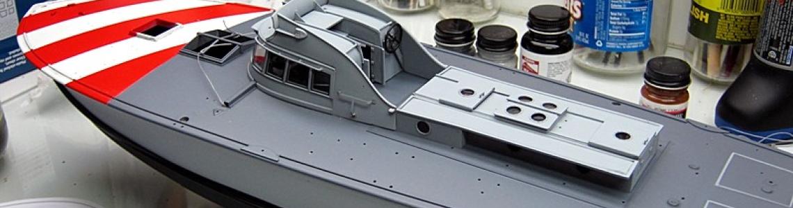 Painted hull and deck amidship forward