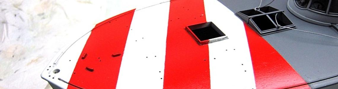 Painted striping on forward deck