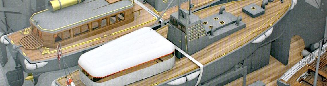 Figure 6: Close-up of the Admiral’s motor pinnace and a 12m motor launch.