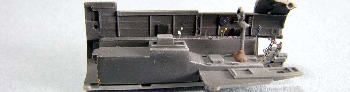 Cockpit interior attached to port sidewall