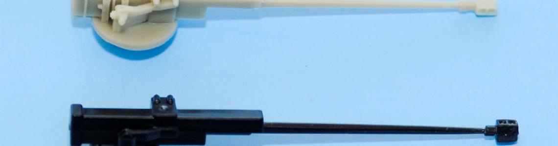 Kit supplied part (below) versus highly-detailed resin part (above)
