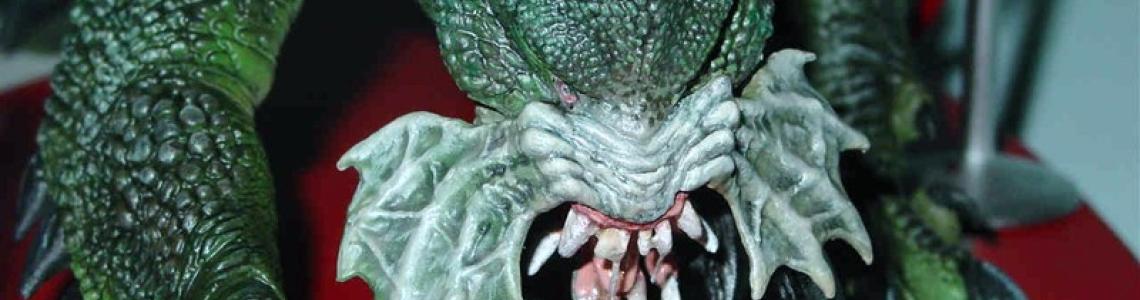 Close up of drooling monster's head